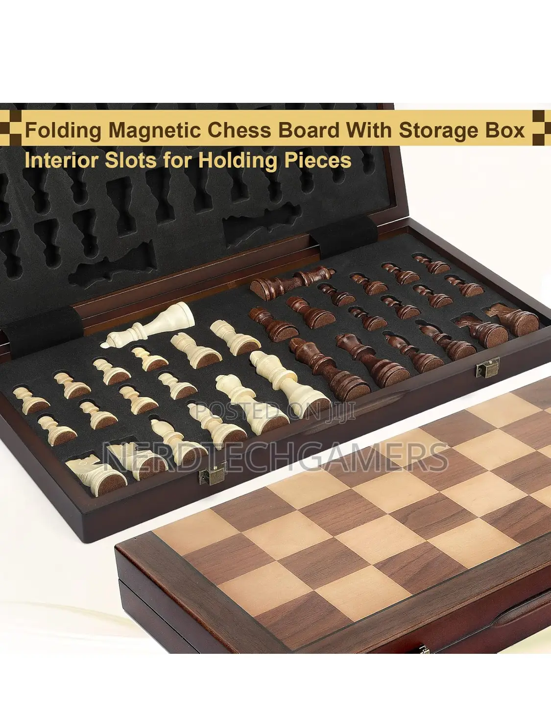 Magnetic Wooden Chess Set for Adults Kids 15'' Chess Board