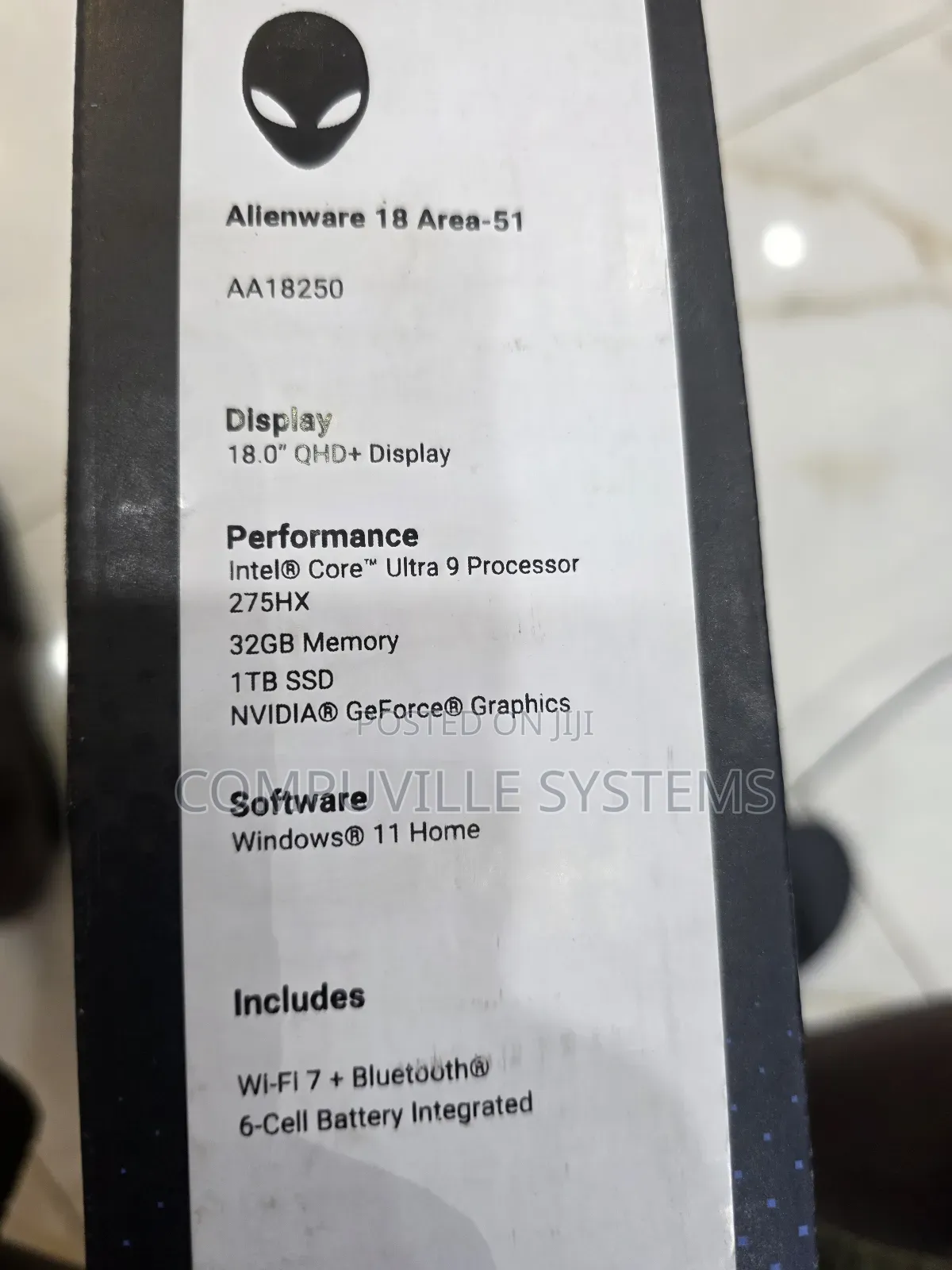 New Laptop Dell Alienware 18 Area-51 32GB Intel Core Ultra 9 SSD 1T
