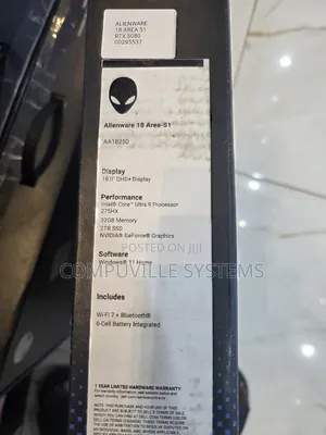 New Laptop Dell Alienware 18 Area-51 32GB Intel Core Ultra 9 SSD 2T