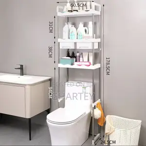 Plastic Metal 3 Layers With Shelves Toilet Rack