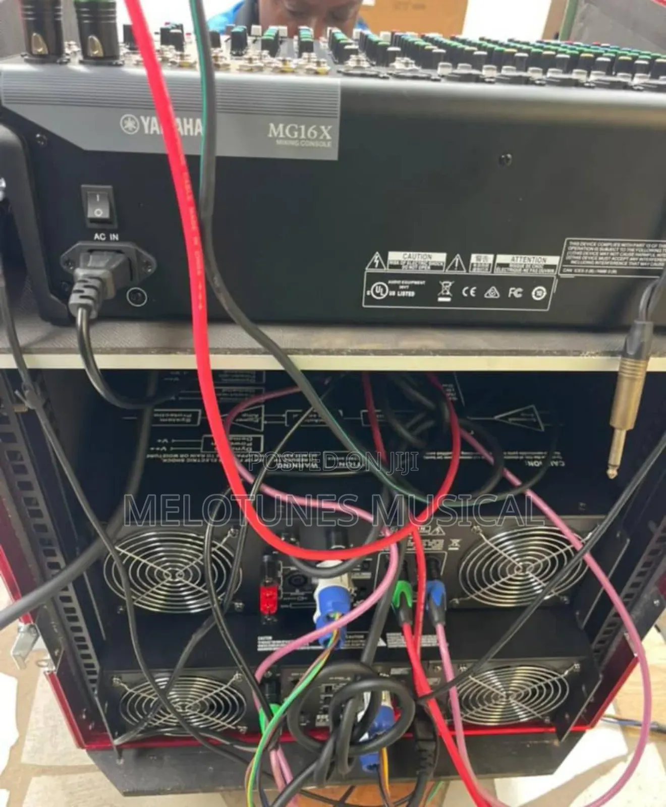 Full Set of Amplifiers in Rack With Mixer Cabling