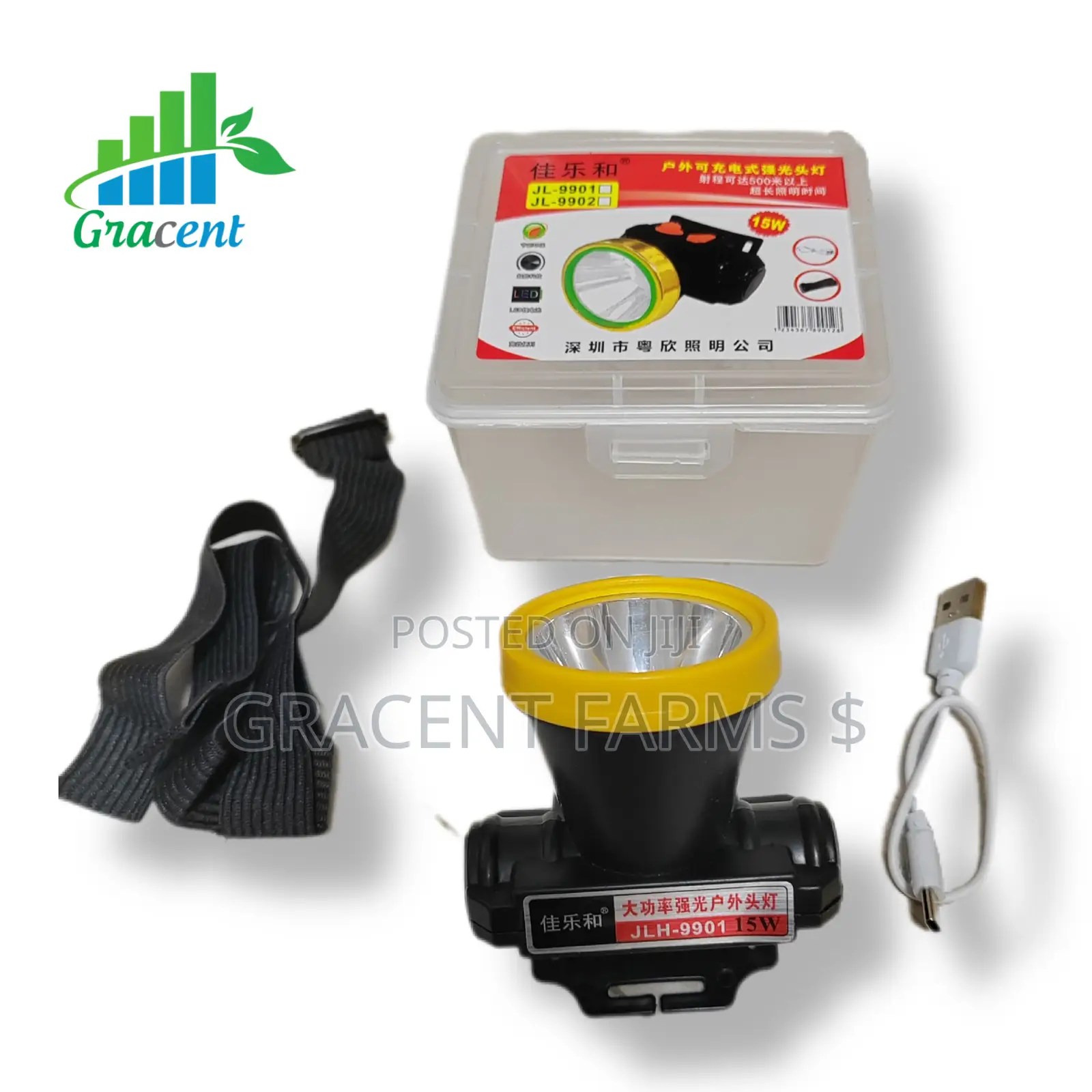 Rechargeable High-Power 15w Led Headlamp - (Type-C)