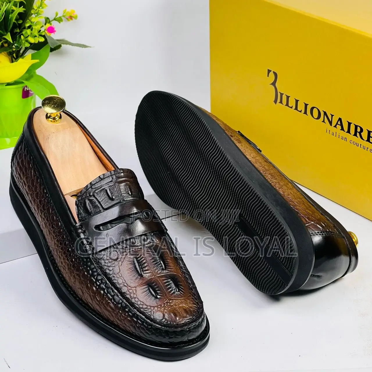 Billionaire Croc Dark Coffee Men’S Loafers