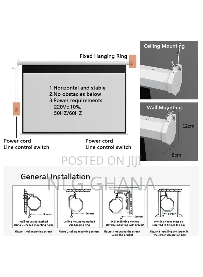 Auto Lifting 60-Inch 4:3 Rc Hd Projection Screen. Tvx28480