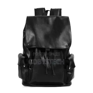 Pu Leather Backpack Unisex- Brown/Black/Grey