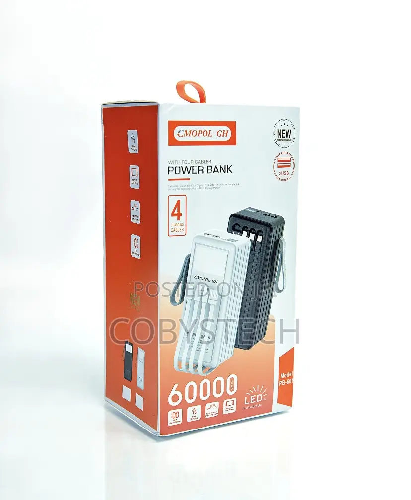 60,000mah Power Bank With 3 Charging Cables