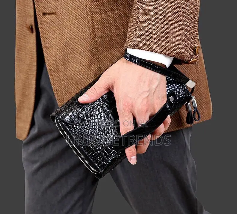 Crocodile Leather Double Zipper Handbag