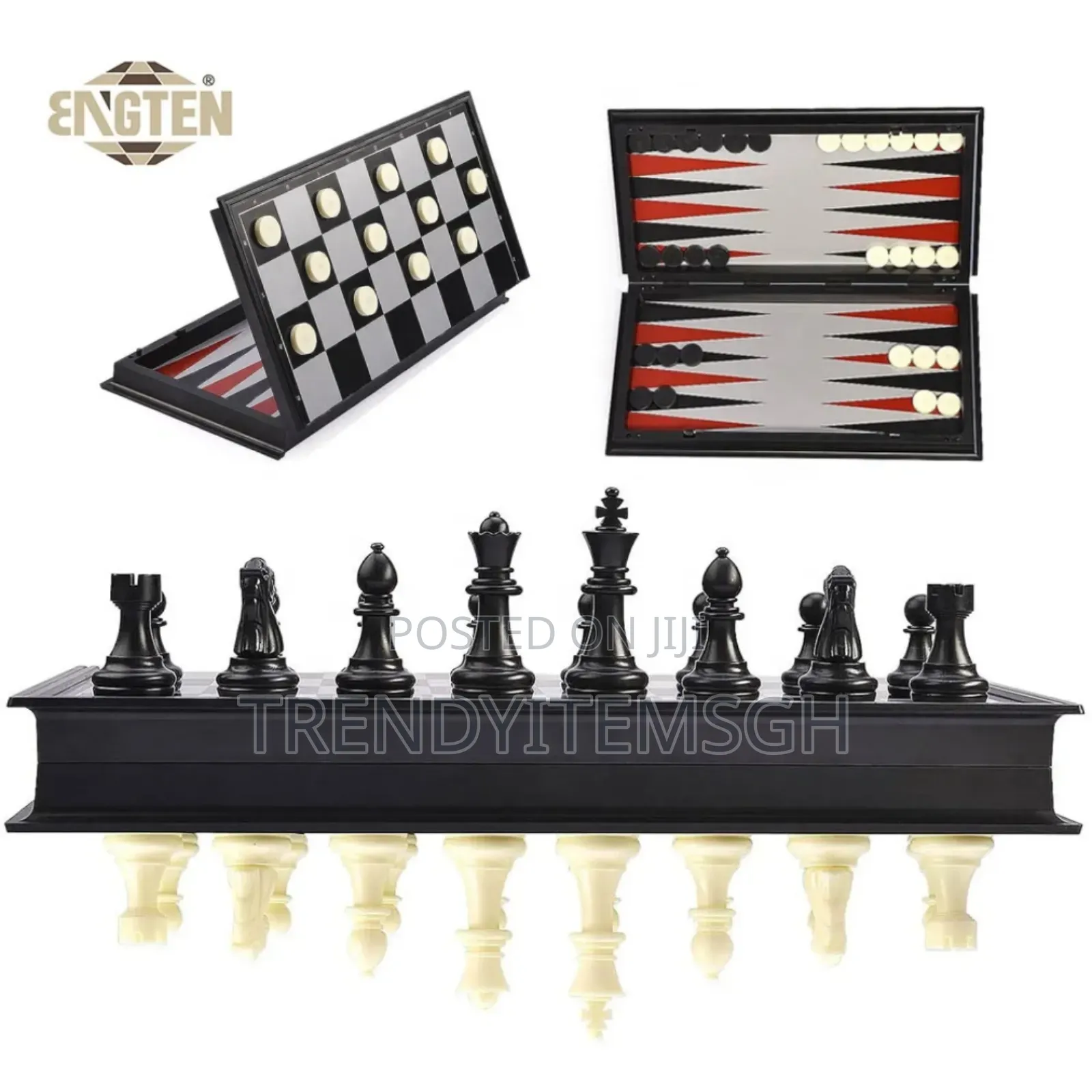 3 in 1 Chess Board Set Checkers Backgammon Game