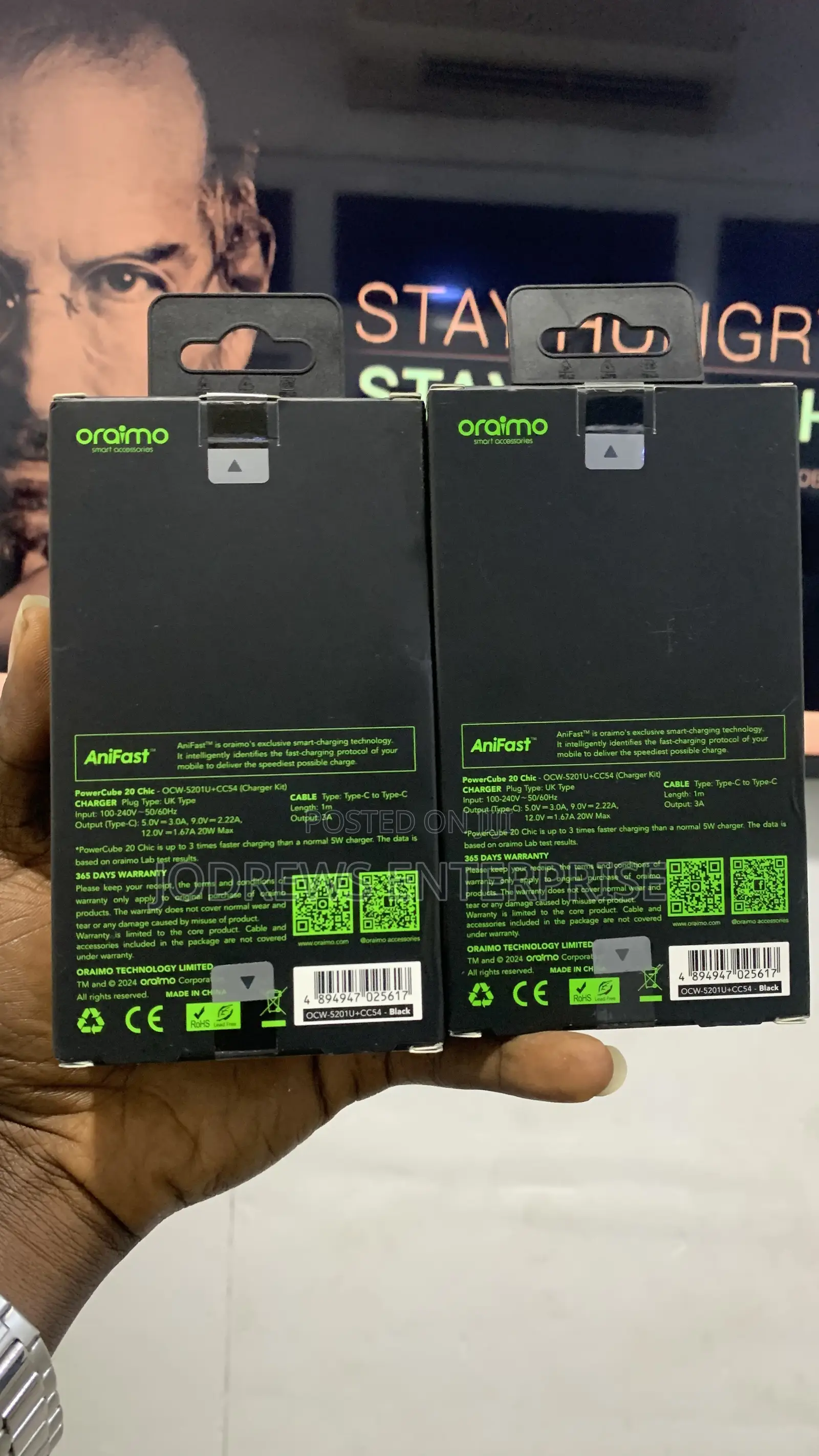 Oraimo Powercube 20 Chic 20w Gan Wall Charger Kit Type C-C