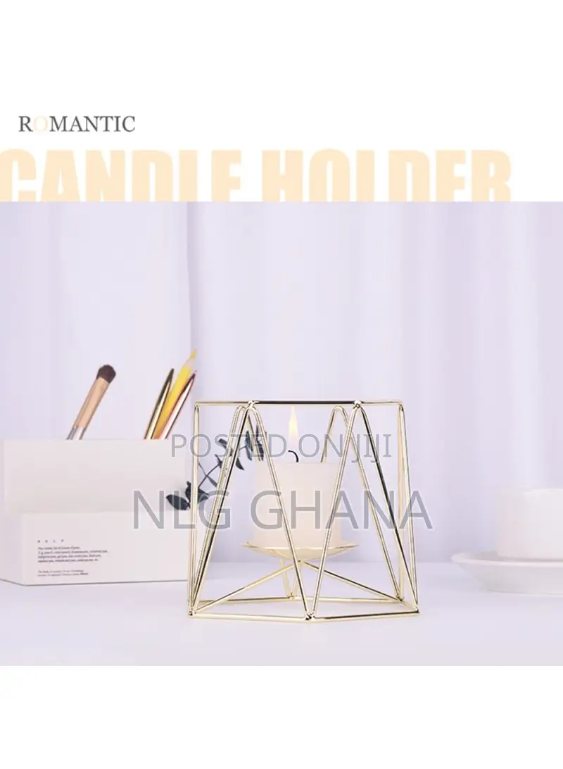 Iron Hollow Candle Holders Retro Geometric Design.