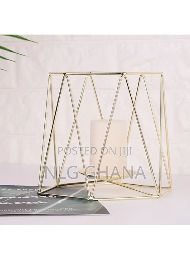 Iron Hollow Candle Holders Retro Geometric Design.