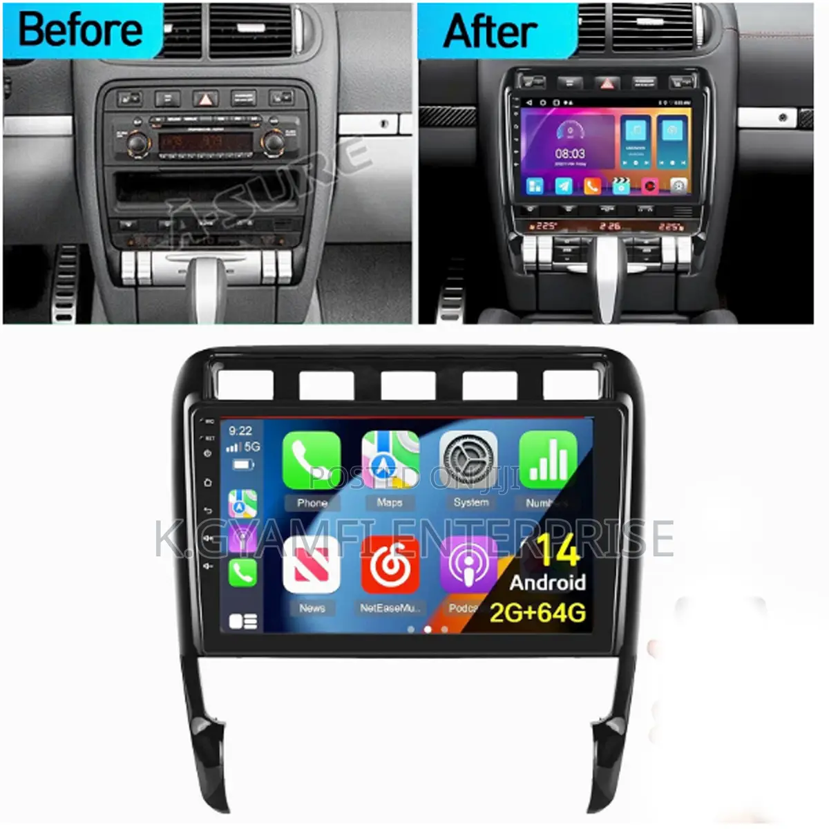 Quality Android Car Tape for Porsche Cayenne 2002 to 2012