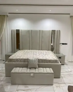 Whispers King-Size Bed Frame With Side Drawers and Ottoman
