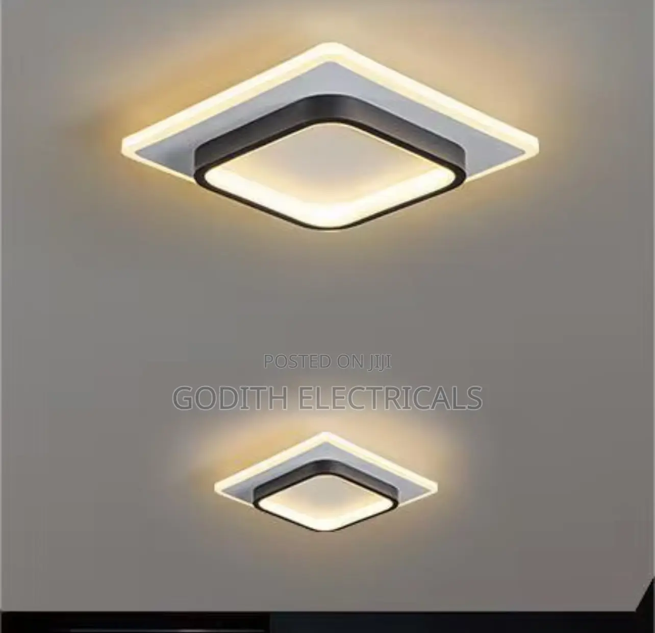 Square Black N White Ceiling Light With 3 Colors