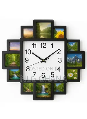 2-in-1 16inch Plastic Photo Frame Wall Clock. Tvx25039