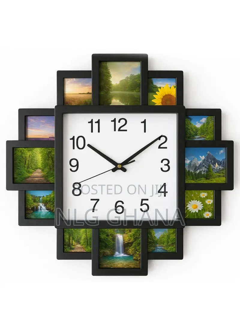 2-in-1 16inch Plastic Photo Frame Wall Clock. Tvx25039