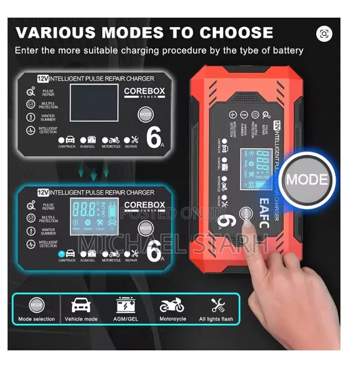 Car Battery Charger 6a 12v Car and Motor Battery Charger