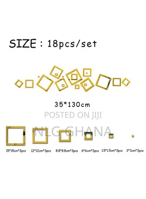 18 PCS/Set Acrylic Geometric Hollow Square Mirror.