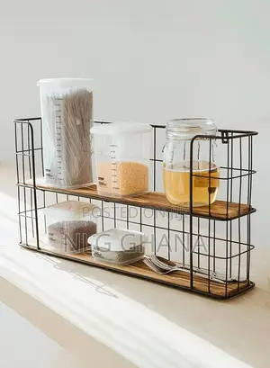 2 Tier Industrial Wooden Floating Storage Wire.