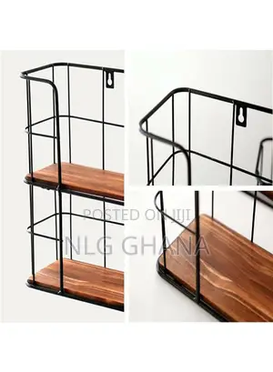 2 Tier Industrial Wooden Floating Storage Wire.