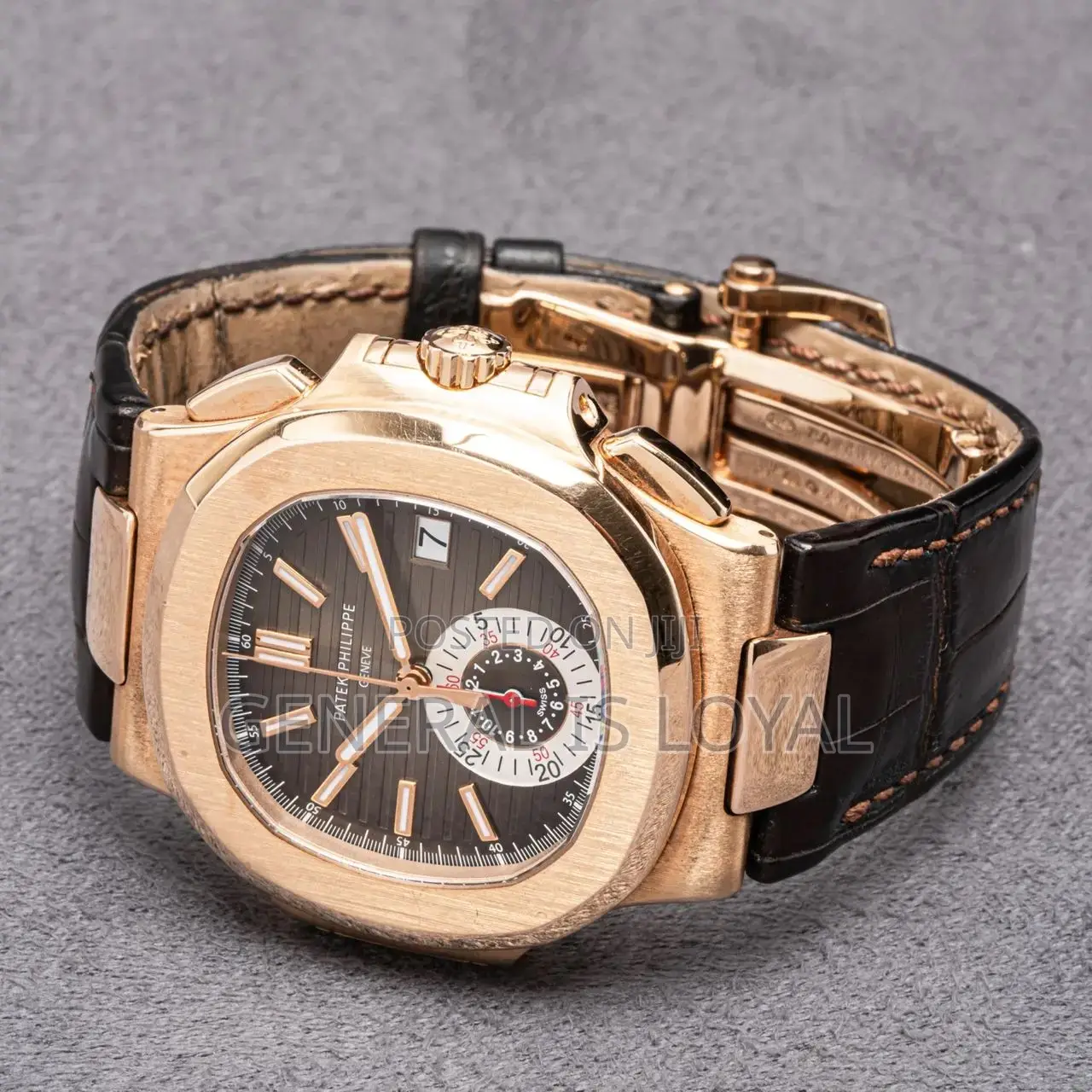 Patek Philippe 5980r-001 Nautilus Rose Gold Leather Watch