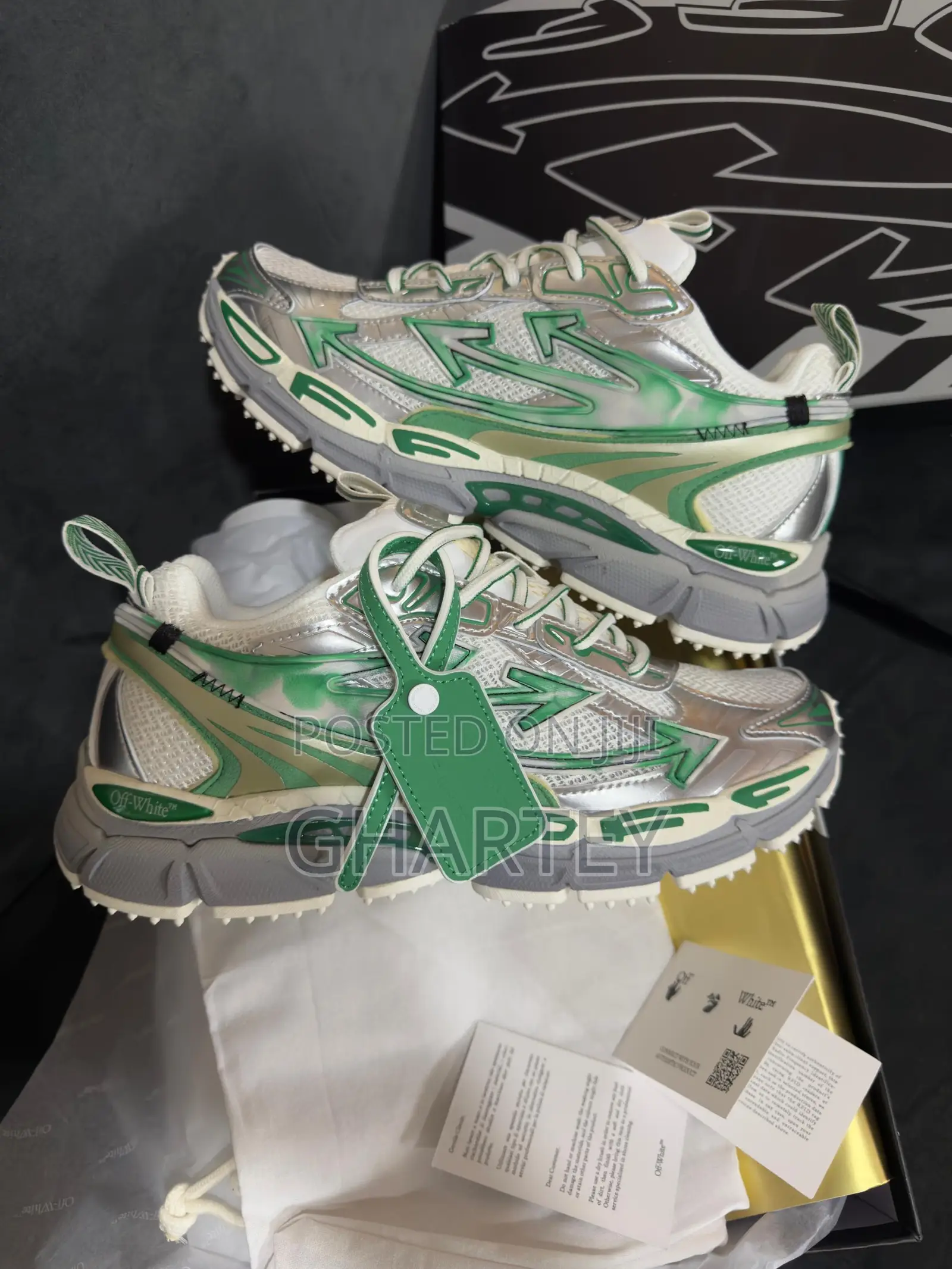 Silver/Green Offwhite Be Right Back Premium Quality Sneakers