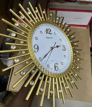 Large Stylish Wall Clock in Gold Color