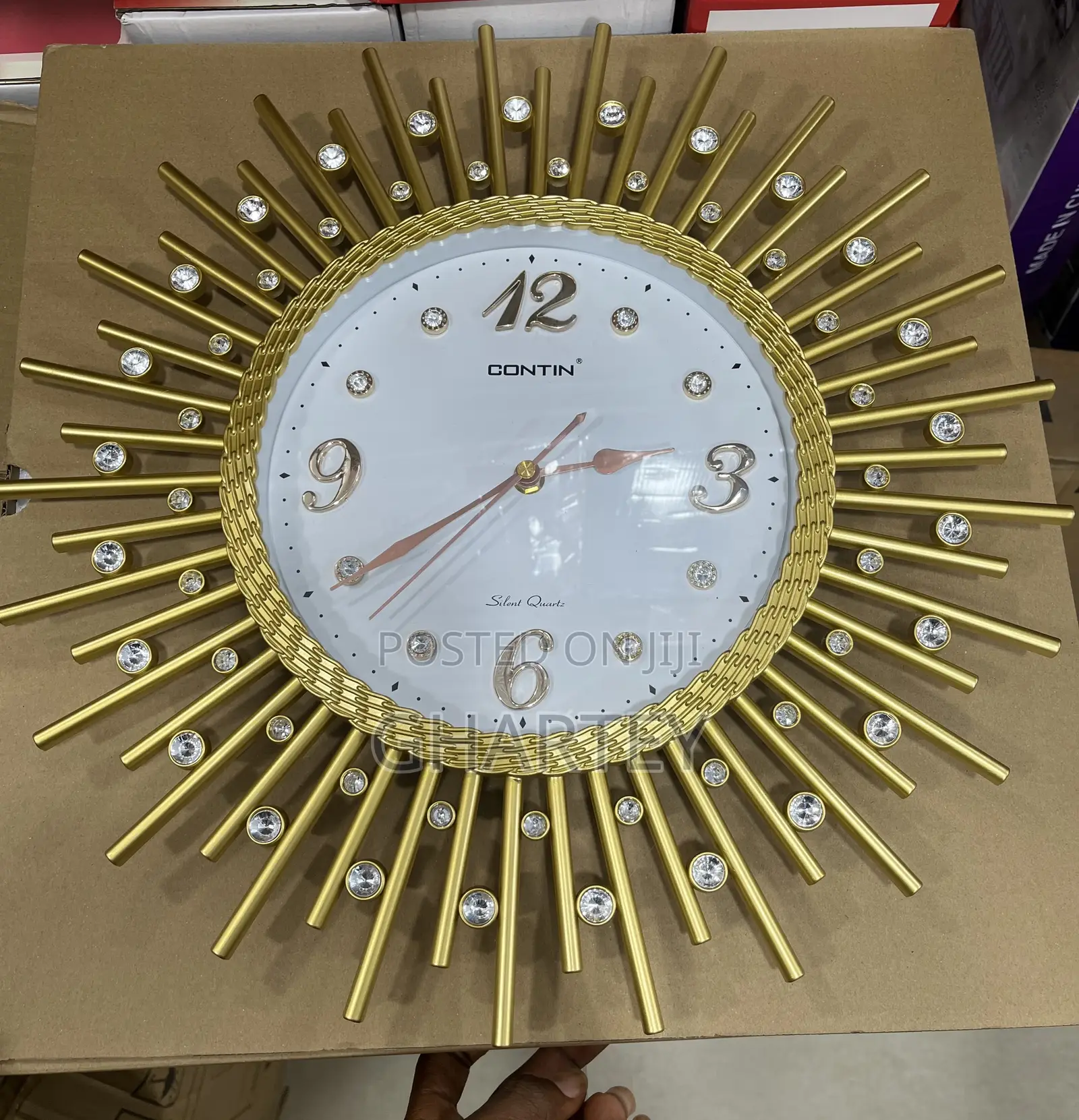 Large Stylish Wall Clock in Gold Color