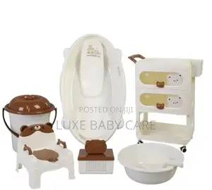Baby Bath Tub Set With 3-Layer Cart