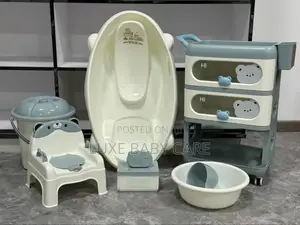 Baby Bath Tub Set With 3-Layer Cart