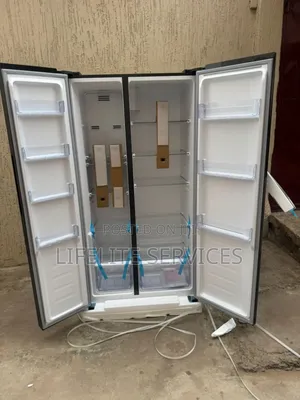 Black Glass Side by Side Fridge 436 Litres
