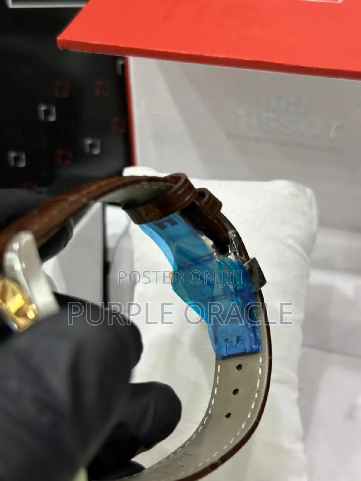 Tissot Gold-Tone Tissit Powermatic Silicium Leather Watch