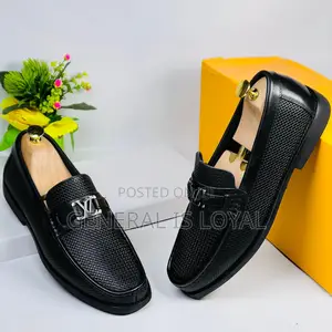 Louis Vuitton Men Leather Black Loafers