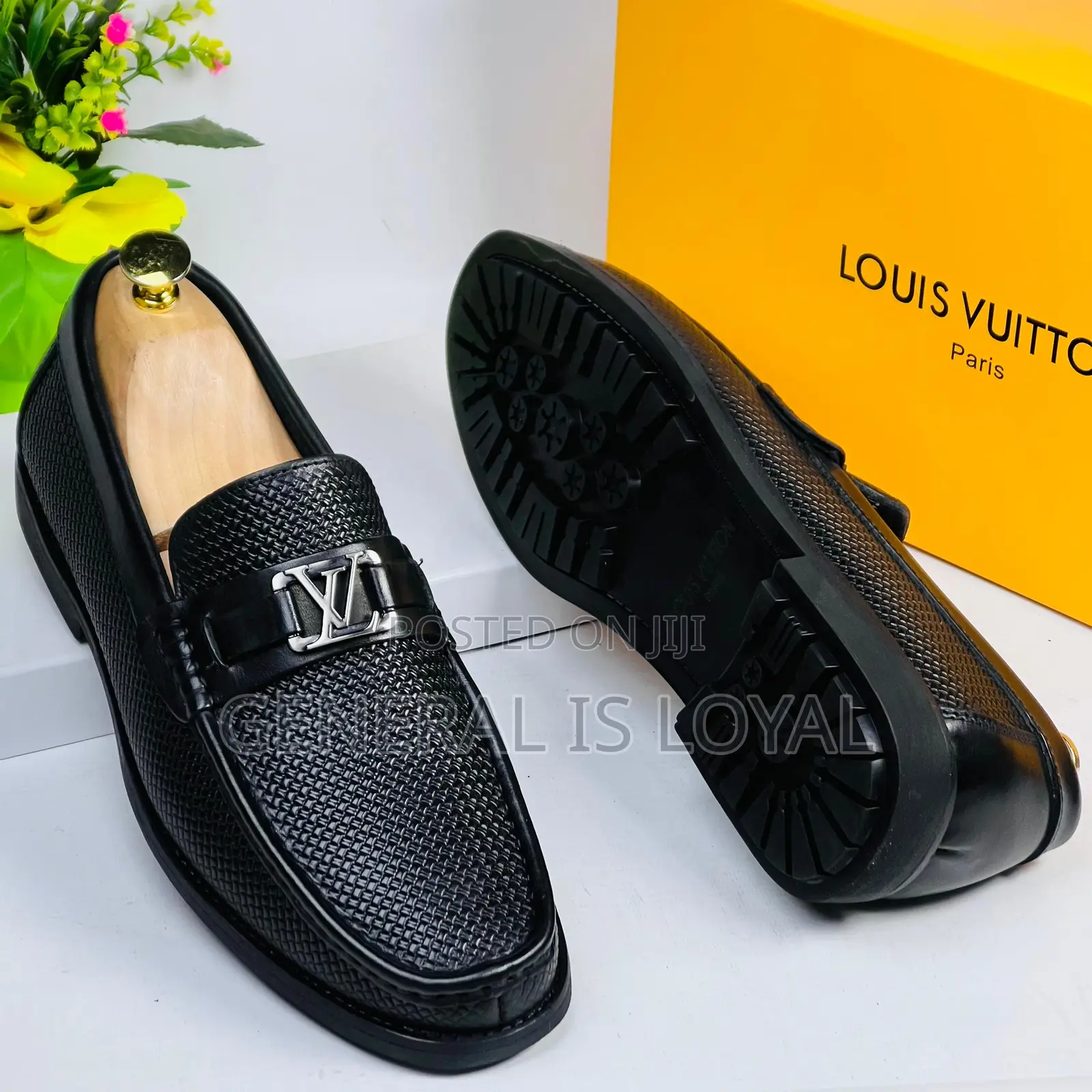Louis Vuitton Men Leather Black Loafers