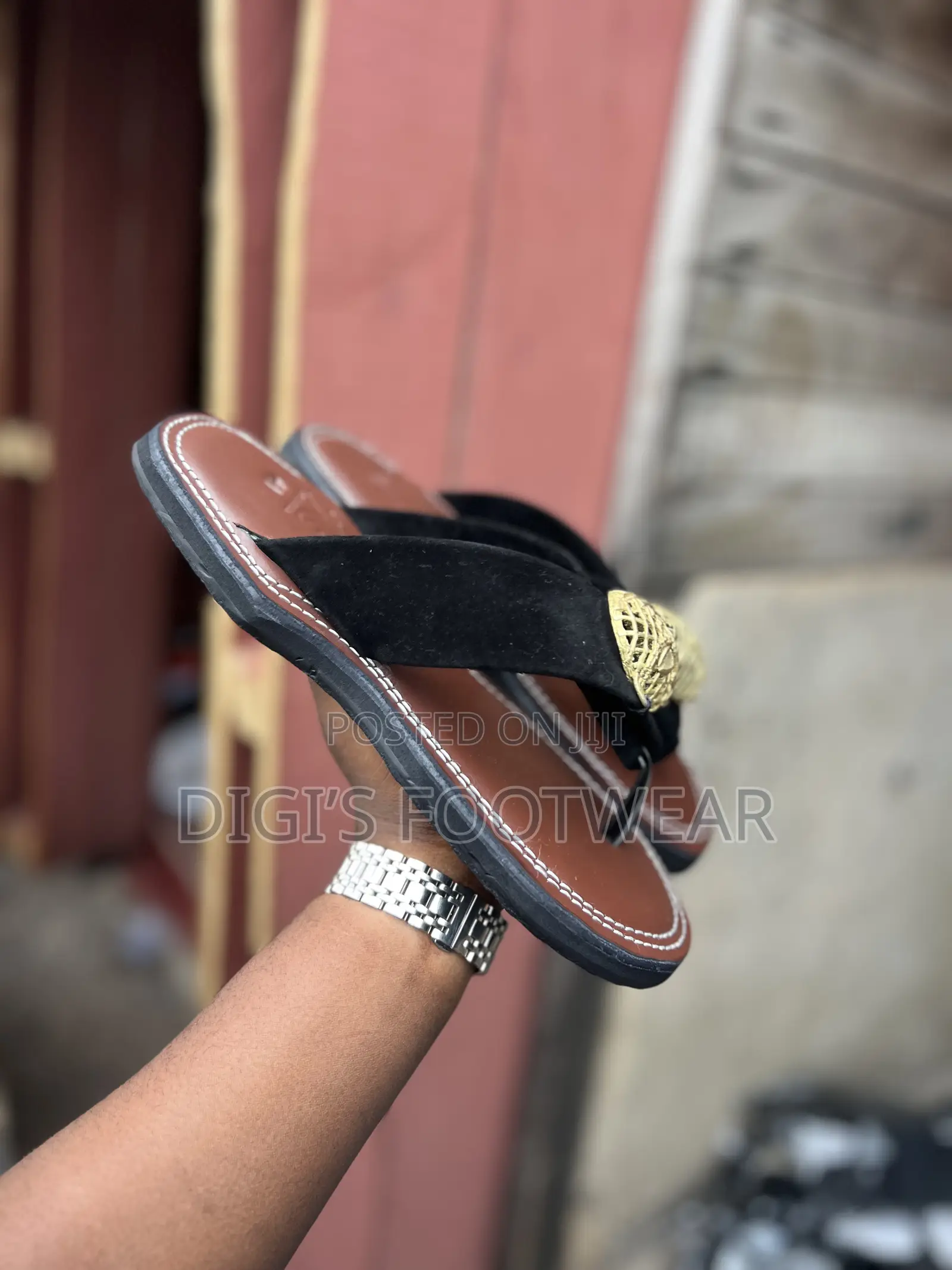 Black Suede Ahenema/ Chawchaw With Brown Leather Inner