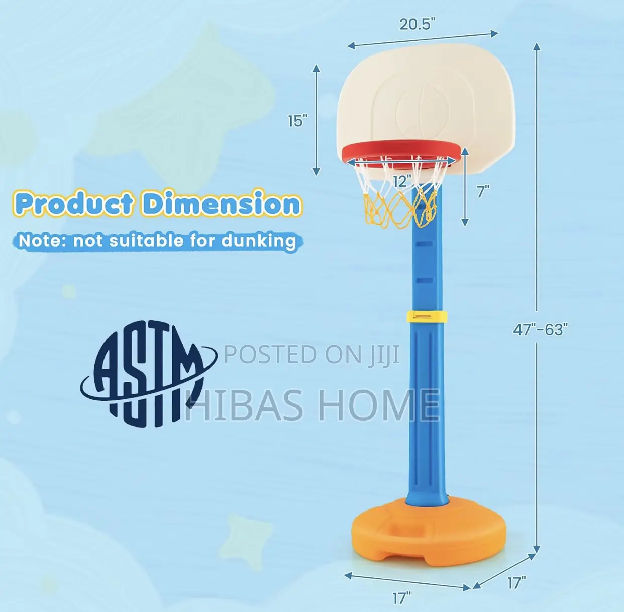 Height Adjustable Kids Basket Ball Stand 152*53*45cm