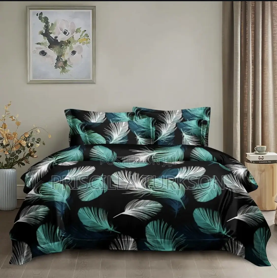 Beautiful Green Flower Bedsheet