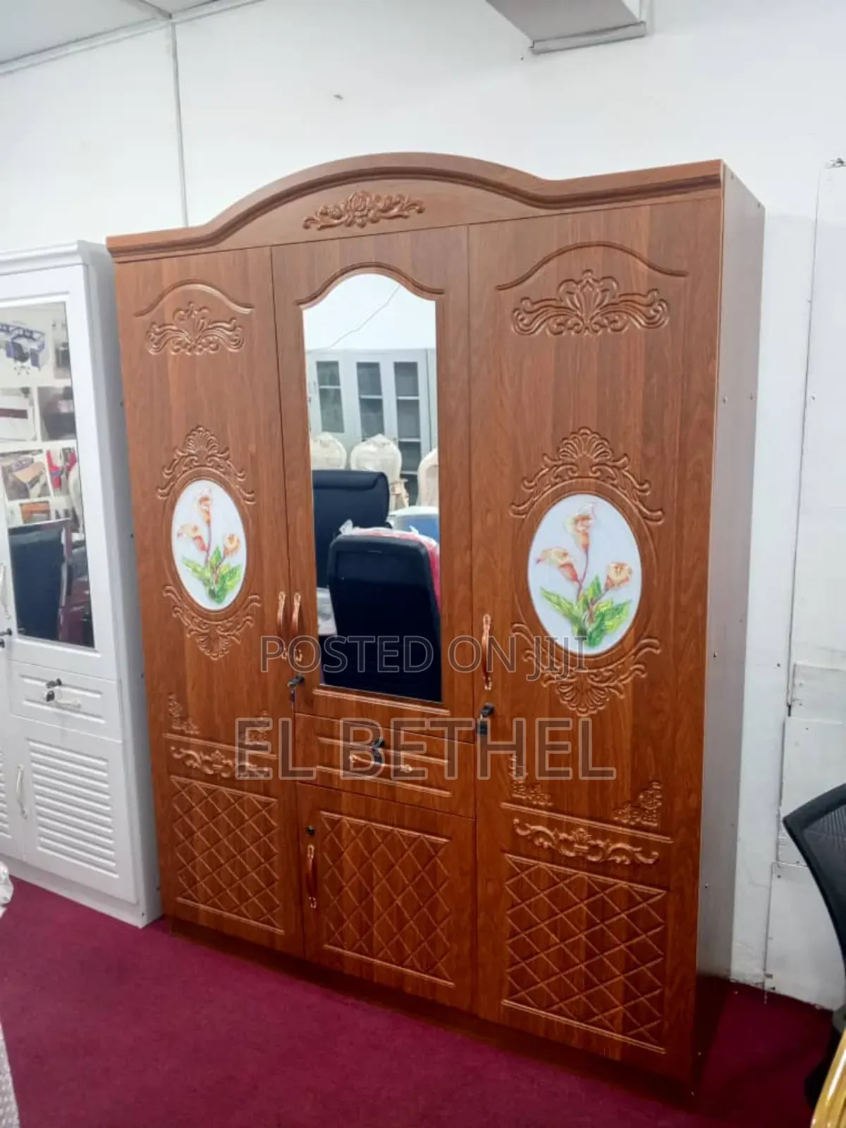 Wardrobe Wooden 3 Door With Drawers
