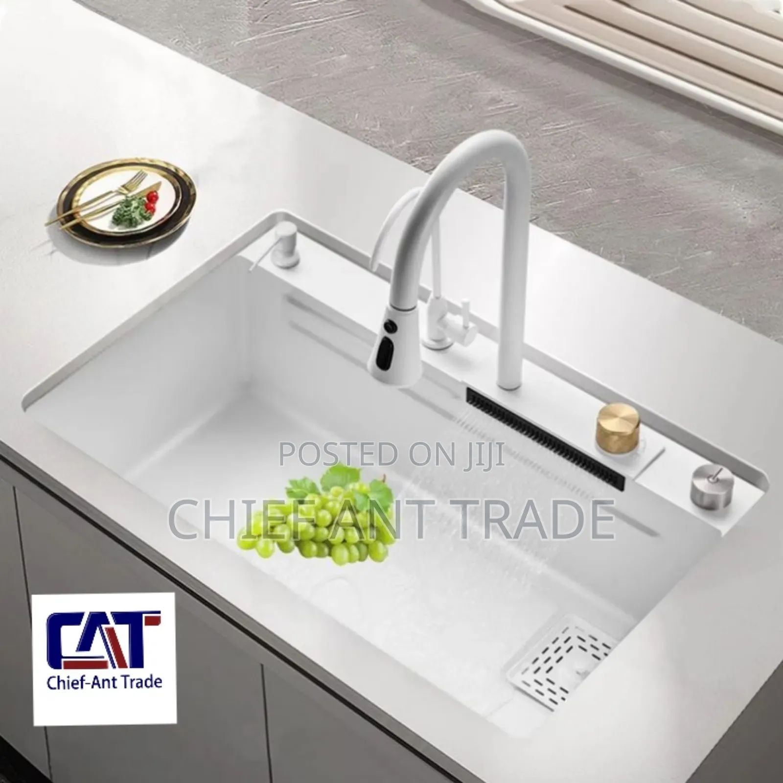 Waterfall Kitchen Sink White