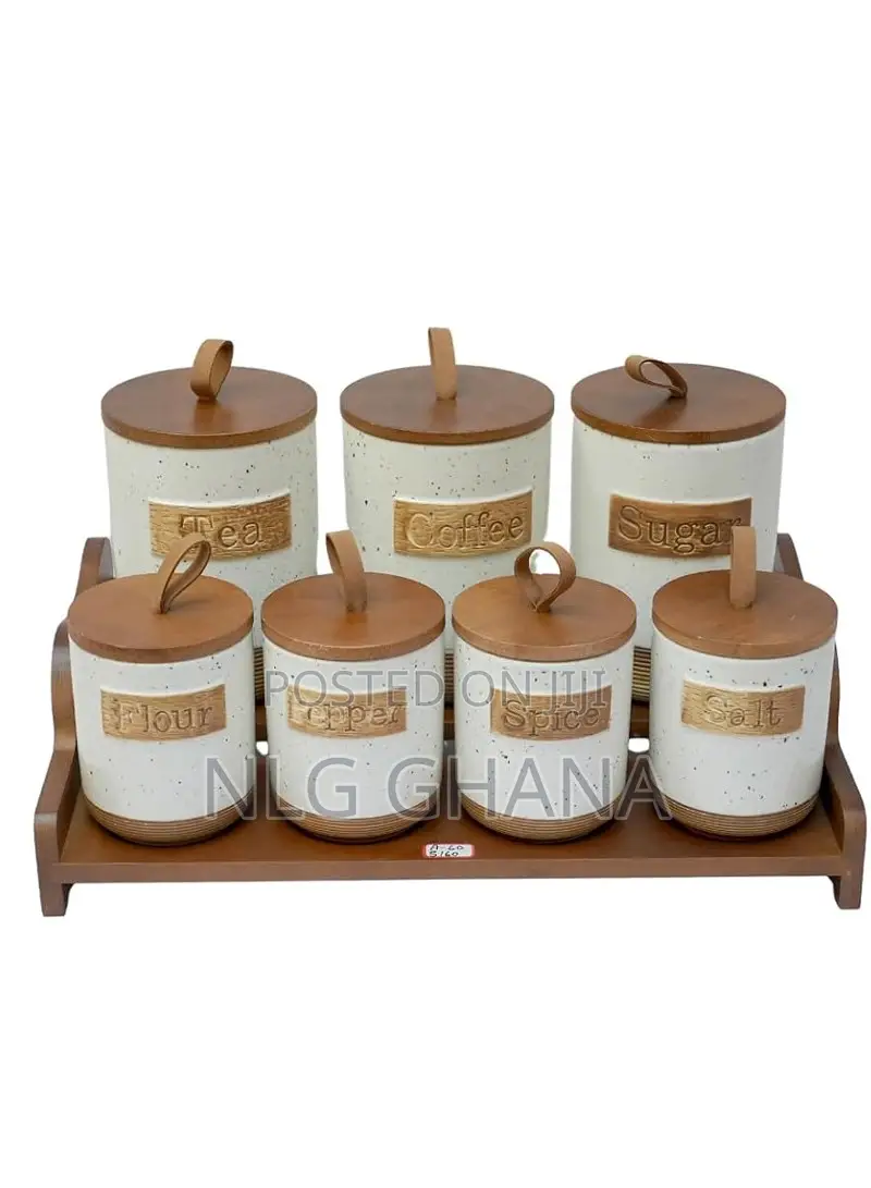 7-Piece Ceramic Kitchen Canister Set With Bamboo. Ghx6298