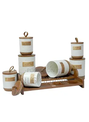 7-Piece Ceramic Kitchen Canister Set With Bamboo. Ghx6298