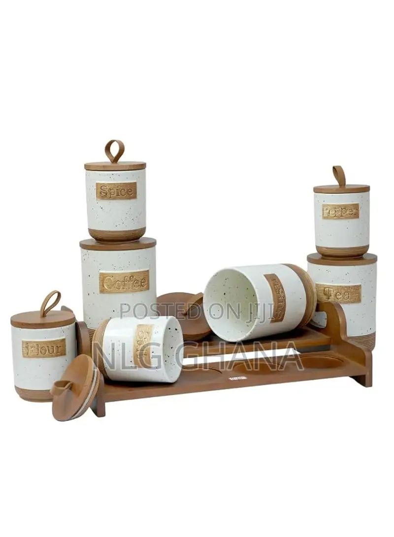 7-Piece Ceramic Kitchen Canister Set With Bamboo. Ghx6298