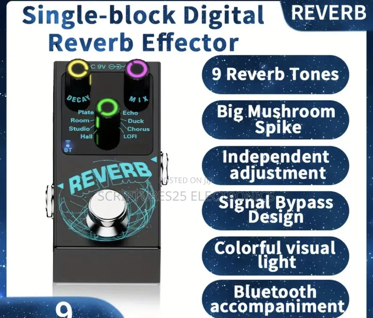 Reverb Guitar / Bass Effect Pedal