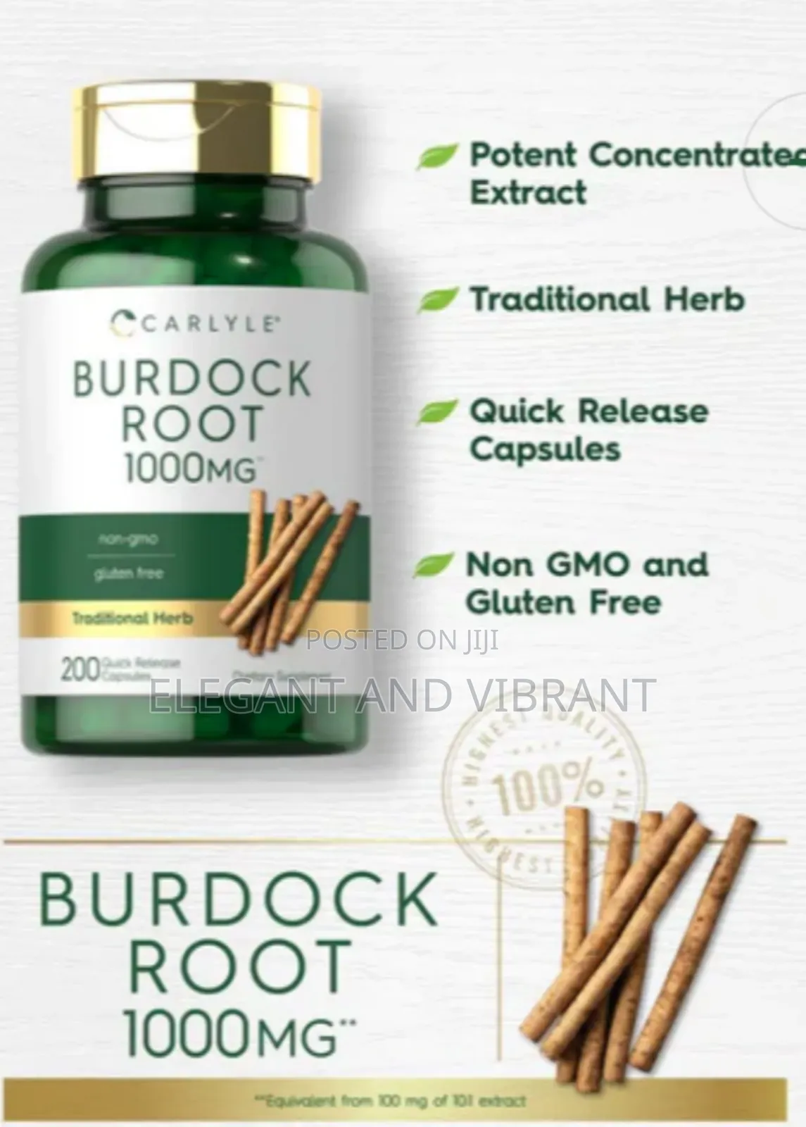 Burdock Root 1000mg | 200 Capsules