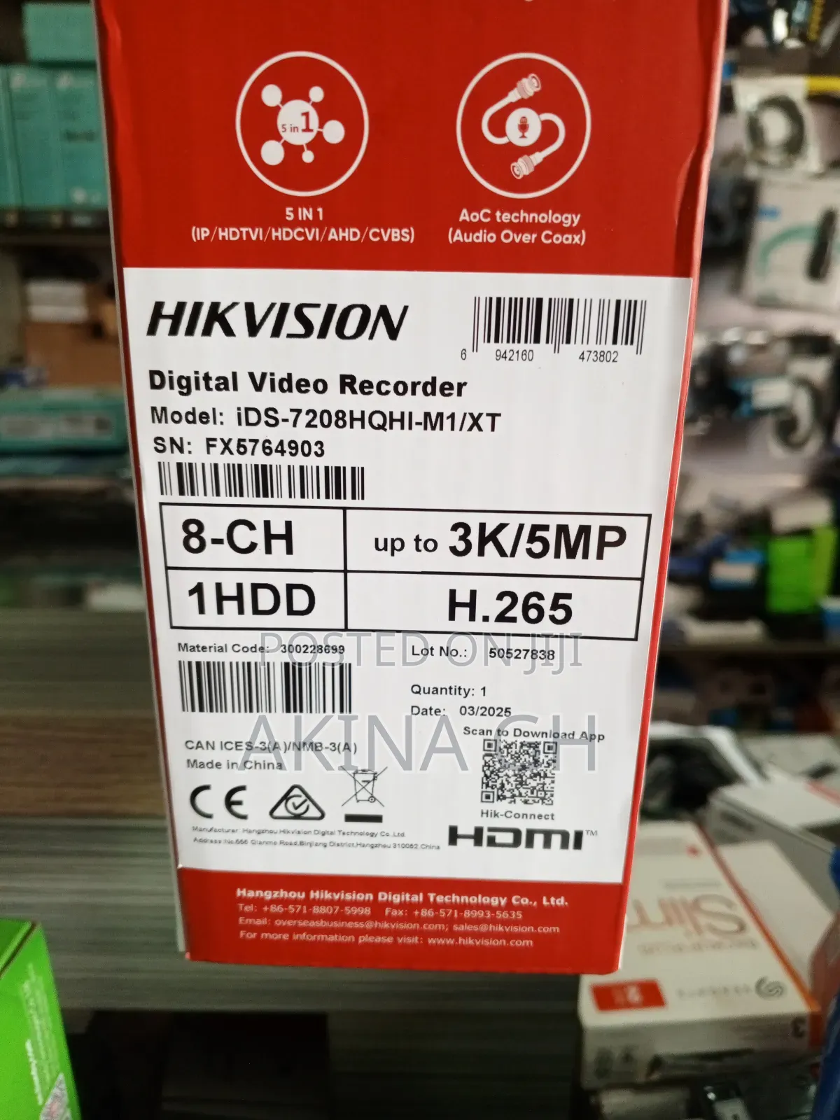 Hikvision 8ch 5mp Acusense Ai DVR Ids-7208hqhi-M1/Xt