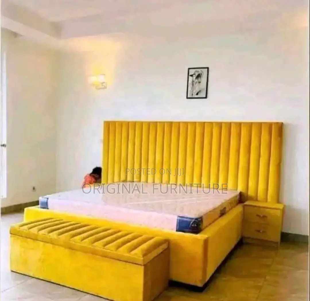 Queen Size Bed Frame With Mattress Side Drawers and Ottoman