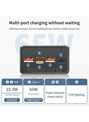 65w 30000mah Bi-Directional Charging Power Bank. Tvx26349