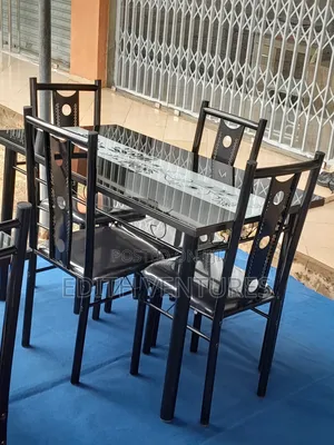 5-Pieces Black Glass Dining Table Set With 4 Chairs-Sturdy