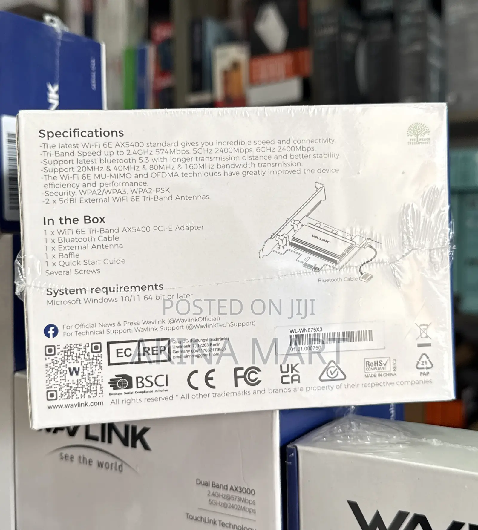 Wav-Link Wifi 6e Tri-Band Ax5400 Pci-E Adapter