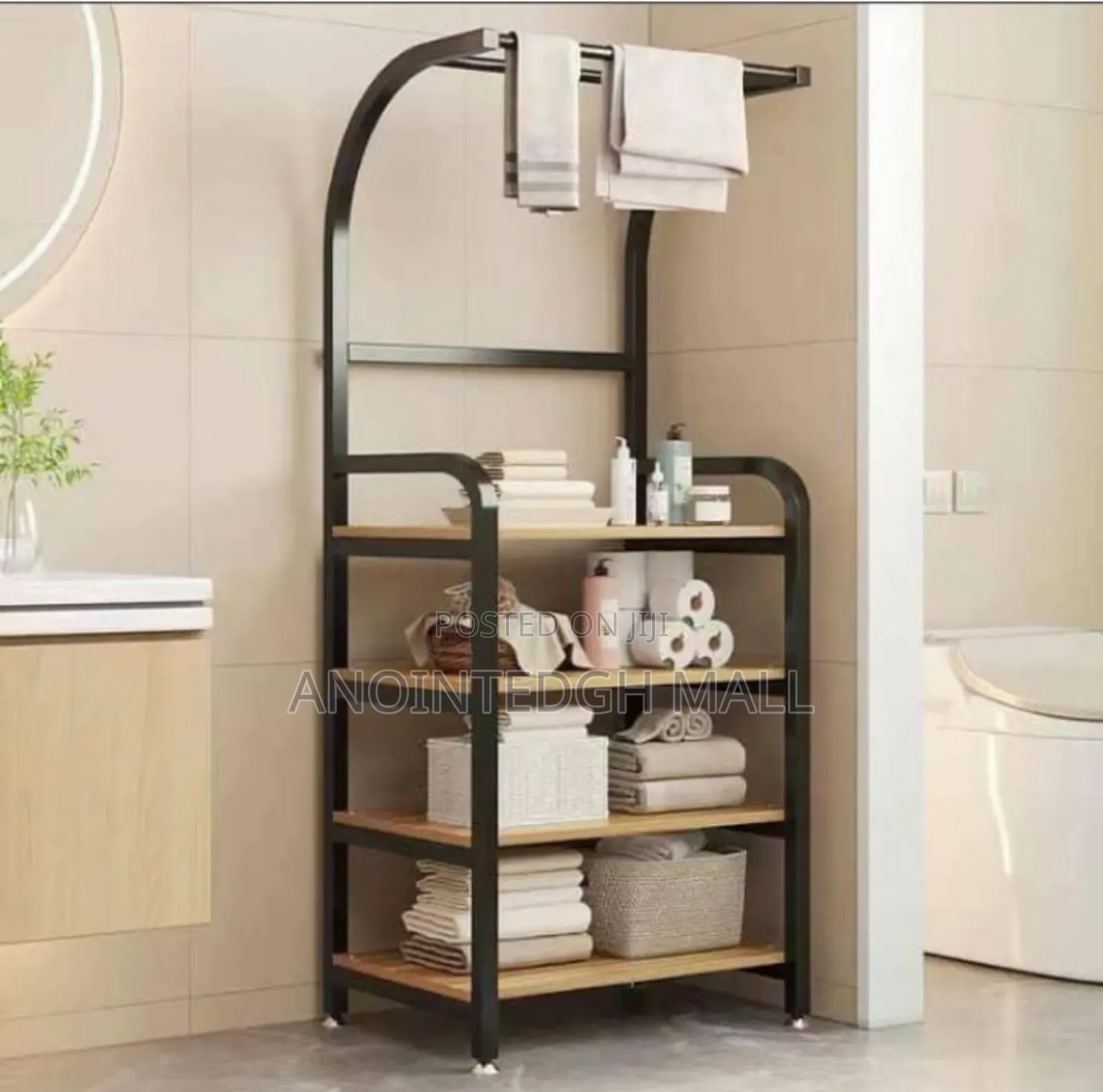Bathroom Floor Shelf 3 Tier Standing Shelf - Black